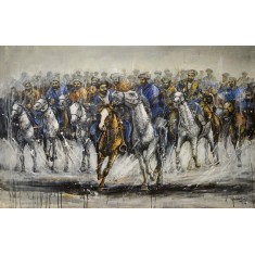 Naeem Rind, 32 x 48 Inch, Acrylic on Canvas, Buzkashi Painting, AC-NAR-050